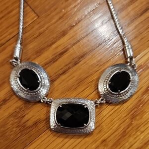 Brighton Silver and Black Pendant Necklace